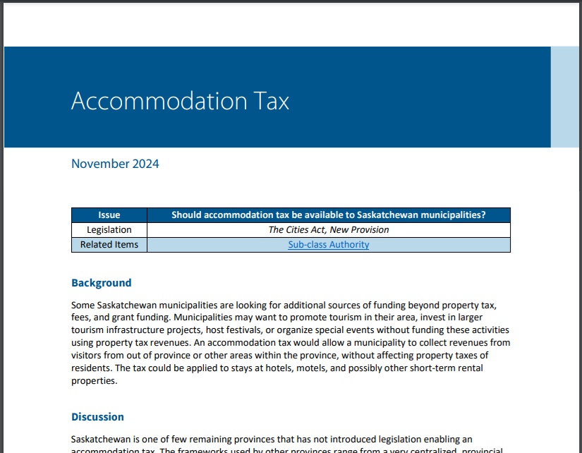 sltarasoff's tweet photo. ICYMI - The Provincial Government is conducting a survey to consider an Accommodation Tax (deadline Dec 11th). Those in #saskatoon should be interested, as this is one of the proposed funding tools for the new arena.
https://t.co/iABy4C1yom
@DTNYXE #tourismsaskatoon #SDMH #yxecc https://t.co/dfiBjzw1kE