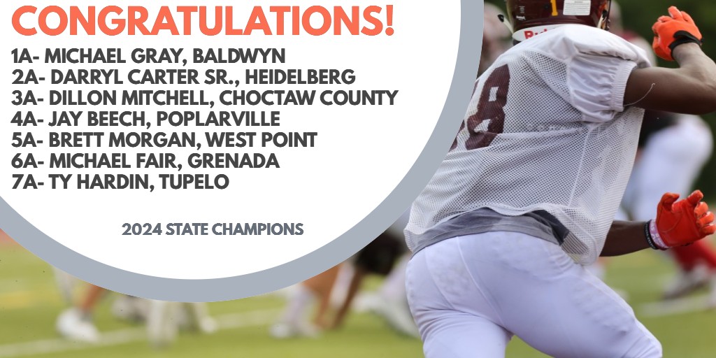MACoaches's tweet photo. Congratulations to the following Football Coaches &amp; their teams for winning State Championships! 🏈🏆 https://t.co/uRsPPFGal8