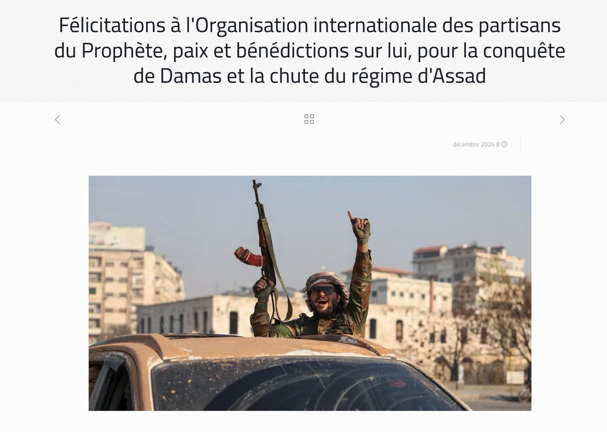denisedetralala's tweet photo. Pour les frères musulmans de l’#UISM et de #SupportProphetM, la victoire en #Syrie est celle des partisans du prophète et de Dieu Tout-Puissant. Ils conseillent à leurs frères de « ne tuez que ceux qui combattent ou qui recherchent la sédition ou la corruption sur terre », https://t.co/8Megzg3jAv