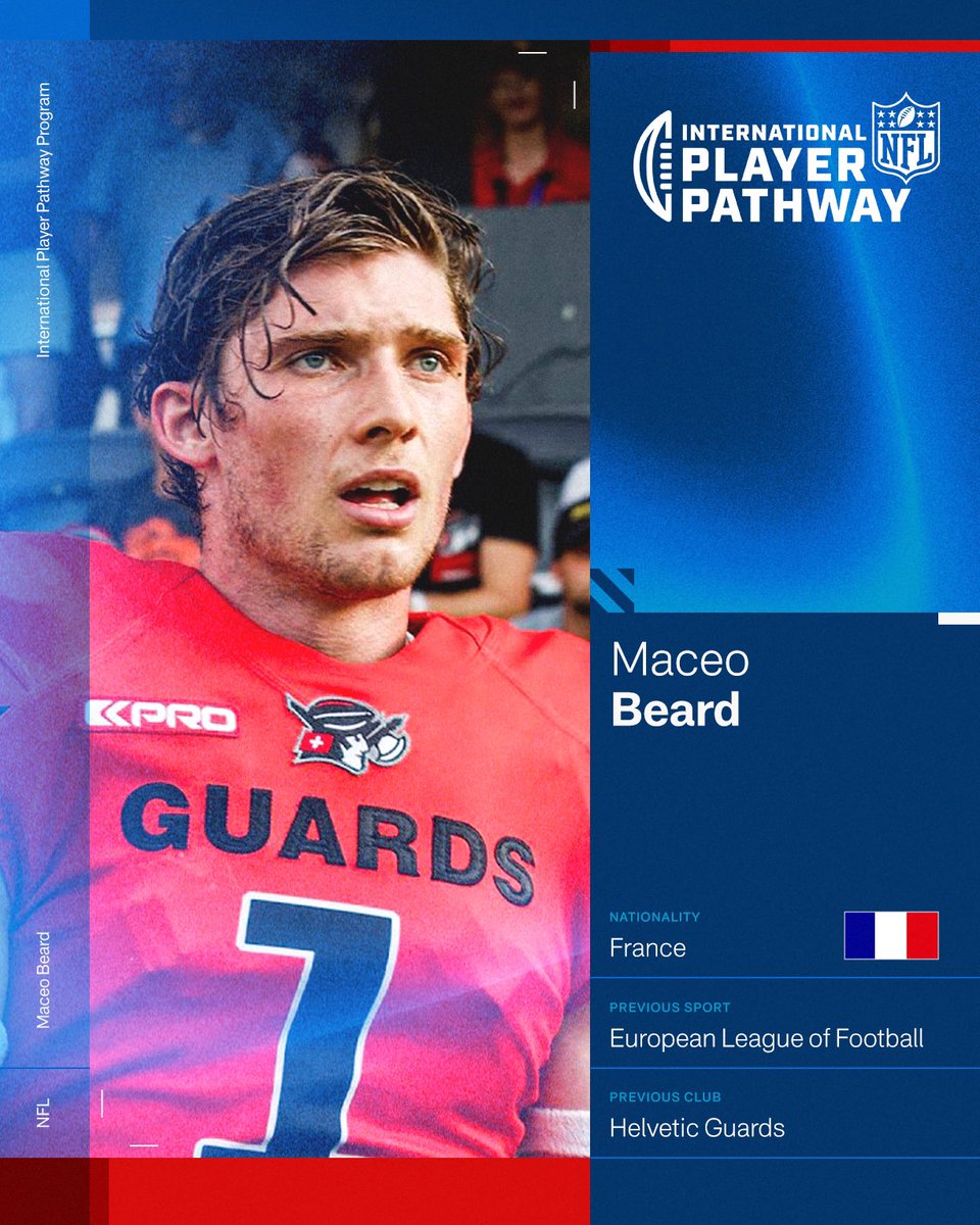 NFLFrance's tweet photo. 🇫🇷🏈 DEUX français rejoignent la cuvée 2025 du programme International Player Pathway !

Joachim Trouabal, ancien joueur de l'équipe de France de rugby à 7. Et Maceo Beard, ancien joueur des Paris Musketeers en ELF.

Toute la France leur donne de la force pour ce challenge ! 👏 https://t.co/tns2u1X1bE