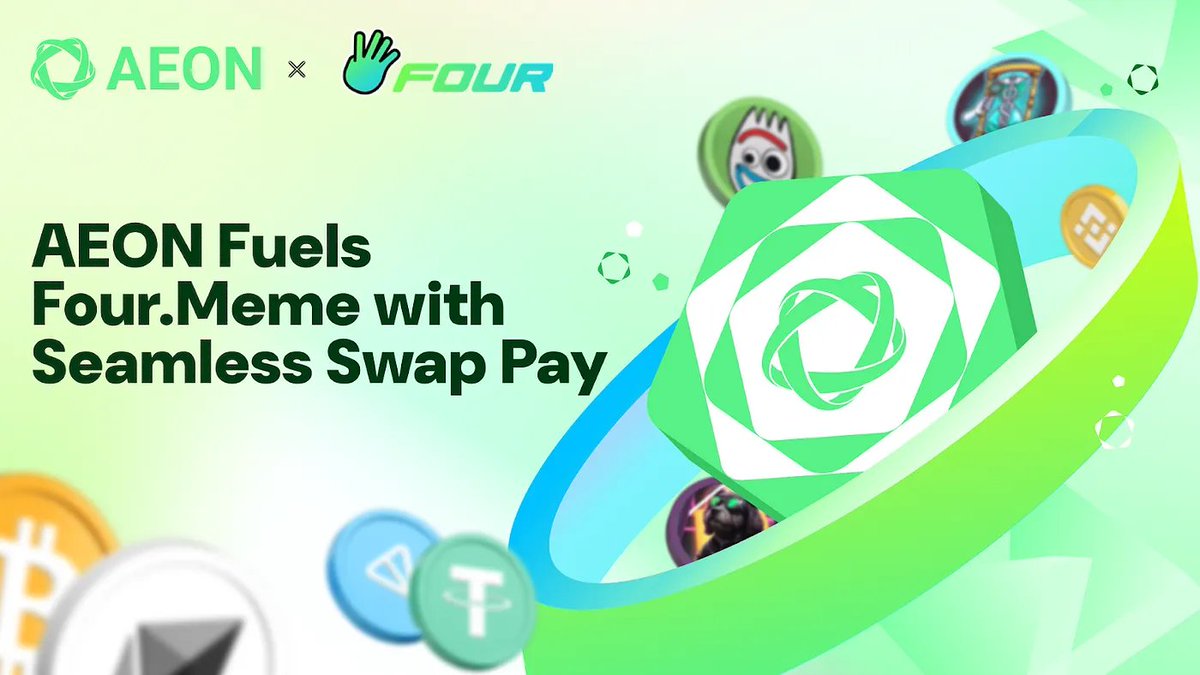 AEON_Community's tweet photo. 🎉 Thrilled to partner with @four_meme_ and bring Swap Pay to the #MemeEcosystem! 🙌

Now users can easily buy meme tokens on https://t.co/PC3xekmsRP using non-#BSC assets. 🐸

✨With #AEON, we’re simplifying cross-chain transactions and removing barriers for the #meme community!

🔗https://t.co/PVOOm4gSlc