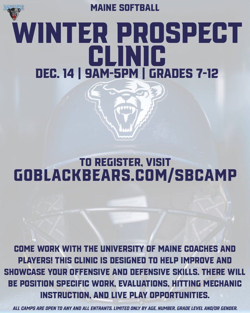 Our Winter Prospect Clinic is this SATURDAY! 

Registration closes on Wednesday!

SIGN UP → GoBlackBears.com/SBCamp