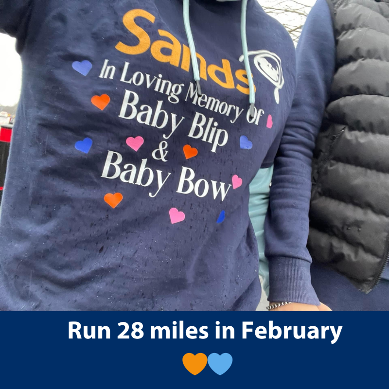SandsUK's tweet photo. Because we all know someone who has lost their baby. Run 28 miles in 28 days. Show they are not alone. Sign up now and get a free t-shirt.