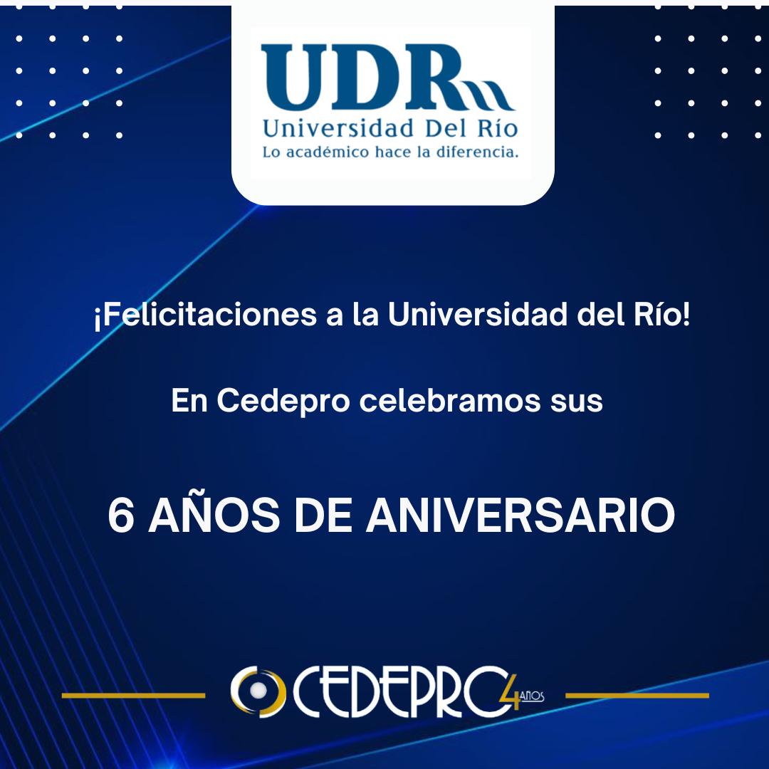 CedeproEcuador's tweet photo. 🏛️¡Felicitaciones a la Universidad del Río!

En Cedepro celebramos sus 6 años de aniversario, reconociendo su trayectoria en la formación de profesionales que están transformado el desarrollo de Ecuador. 🇪🇨📚

#6AñosDeExcelencia 🌟 #EducaciónSuperior https://t.co/p380lxvEF1