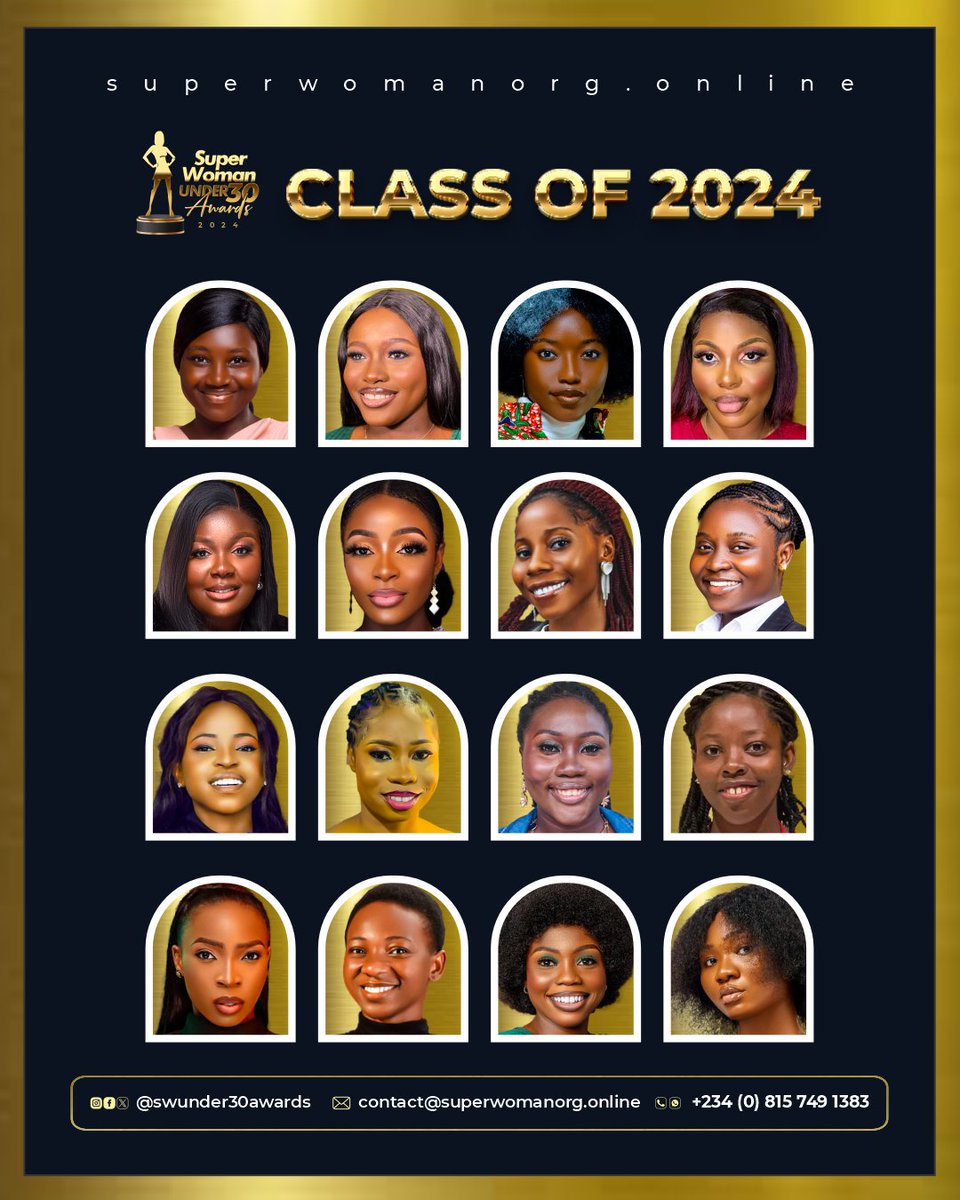 SuperWomanOrg's tweet photo. Meet our SuperWoman Under30 Class of 2024🎊🎊🎊

#Roadtosuperwomanunder30awards 
#15december https://t.co/9l6IZLKHup