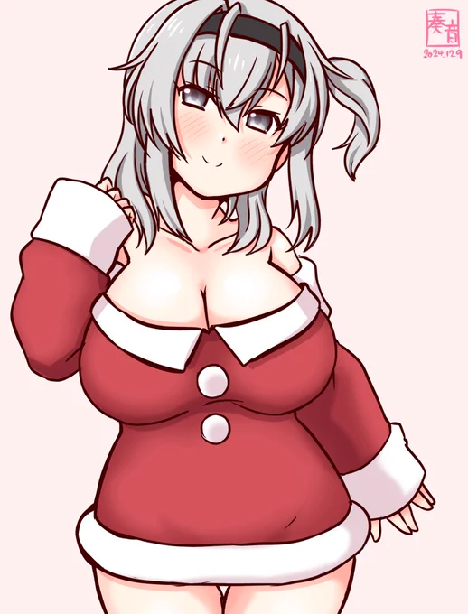 「提督。メリークリスマス もっといろいろ試してみたいのですけど…。 是非、召し上がってください」#艦これ版真剣お絵描き60分一本勝負_20241209#涼月 ※スランプ気味+30分 
