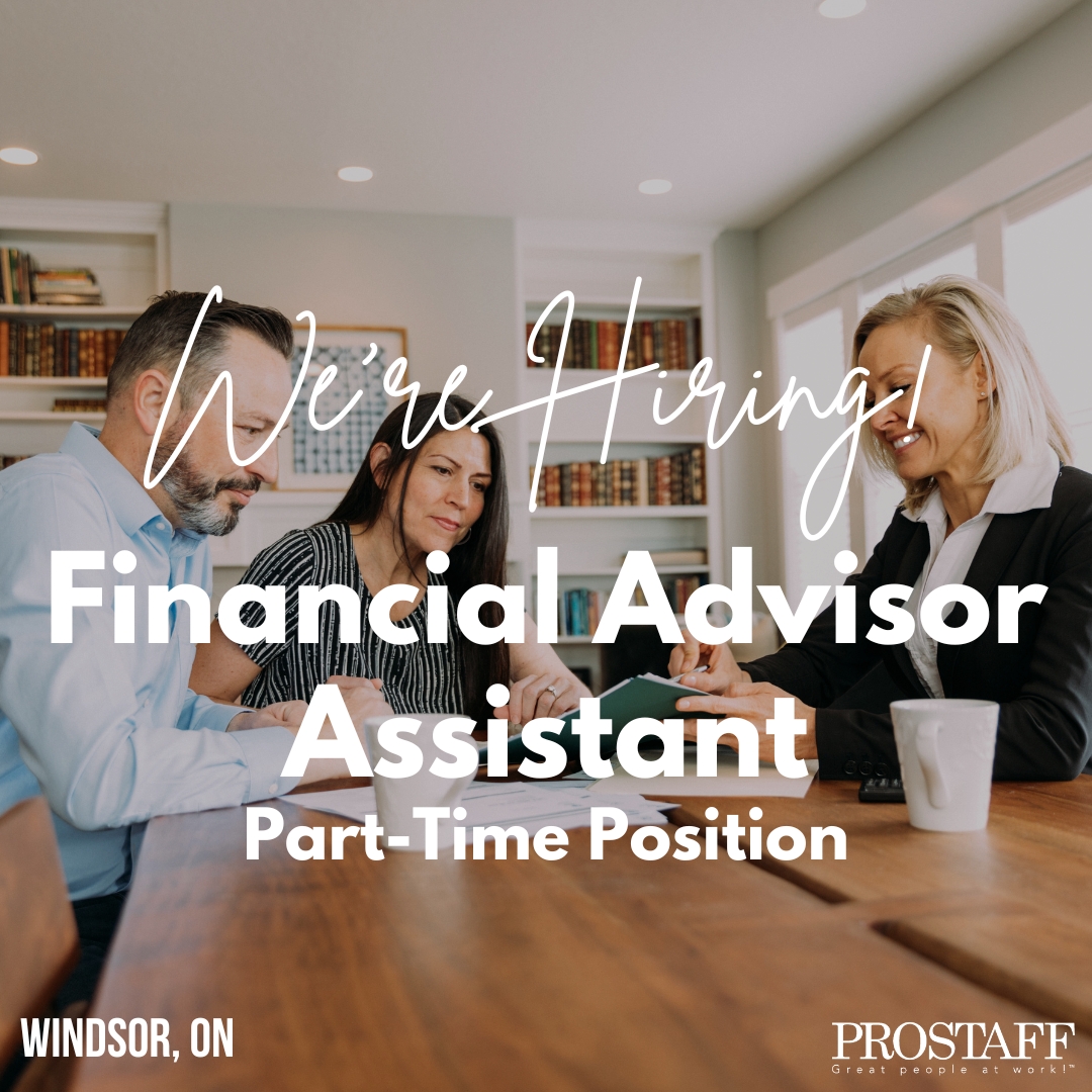 ProstaffES's tweet photo. We’re #hiring a Financial Advisor Assistant!

This is a part-time position.

✅ Manage and maintain the advisor’s calendar
✅ Serve as the first point of contact for clients,
✅ Assist in the preparation of financial plans

Pay: $22 - $25/Hour

Apply to JOBS@PROSTAFFWORKS.CA! https://t.co/snwo7vDCjm