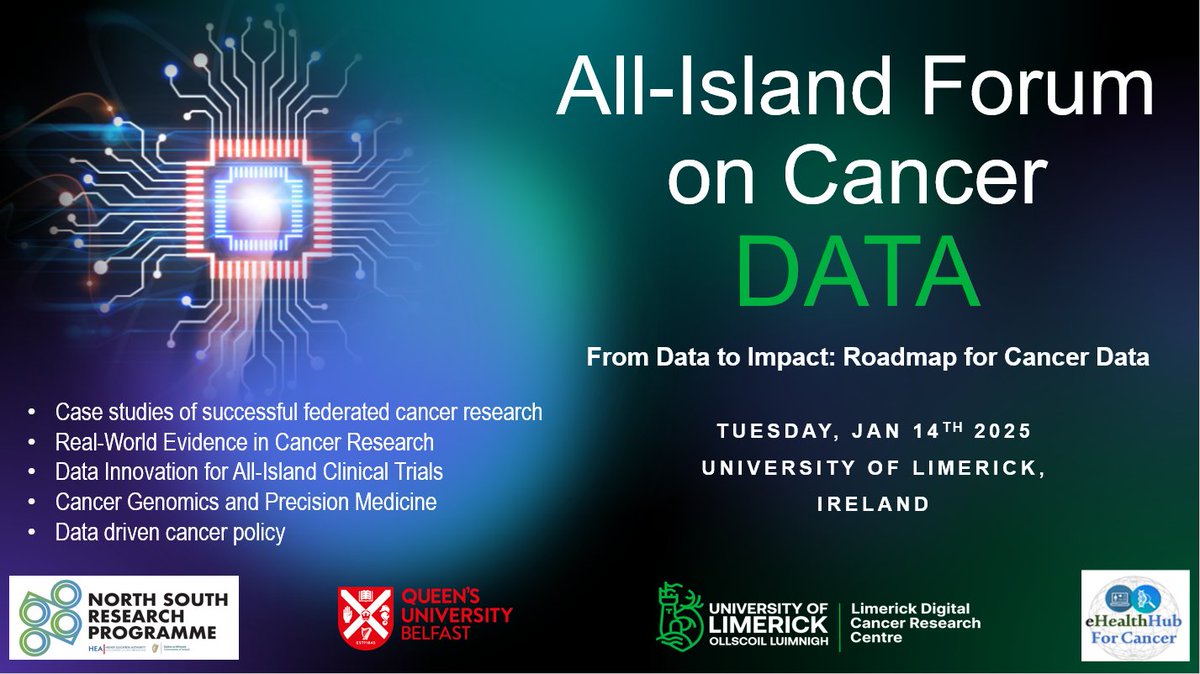 eHealth4Cancer (@ehealth4cancer) on Twitter photo ⭐️CALL FOR ABSTRACTS: All-Island Forum on Cancer Data 14th Jan 25⭐️
We are now accepting abstract submissions for our poster session.
Submit here: app.oxfordabstracts.com/stages/77261/s………
Deadline: Dec 18th, 2024
Register to attend: eventbrite.co.uk/e/108024879622……
<a href="/QUBCancerProf/">Mark Lawler</a>
<a href="/AedinCulhane/">Aedin Culhane (@AedinCulhane@genomic.social)</a> ⭐️CALL FOR ABSTRACTS: All-Island Forum on Cancer Data 14th Jan 25⭐️
We are now accepting abstract submissions for our poster session.
Submit here: app.oxfordabstracts.com/stages/77261/s………
Deadline: Dec 18th, 2024
Register to attend: eventbrite.co.uk/e/108024879622……
<a href="/QUBCancerProf/">Mark Lawler</a>
<a href="/AedinCulhane/">Aedin Culhane (@AedinCulhane@genomic.social)</a>