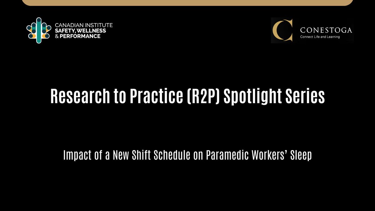 Paramedics are often at high risk for fatigue due to demanding workloads and lack of quality sleep.

Learn more about our study that helps to understand how new shift schedules impact paramedic workers' sleep. 

Check out: youtube.com/watch?v=qLYOwS…