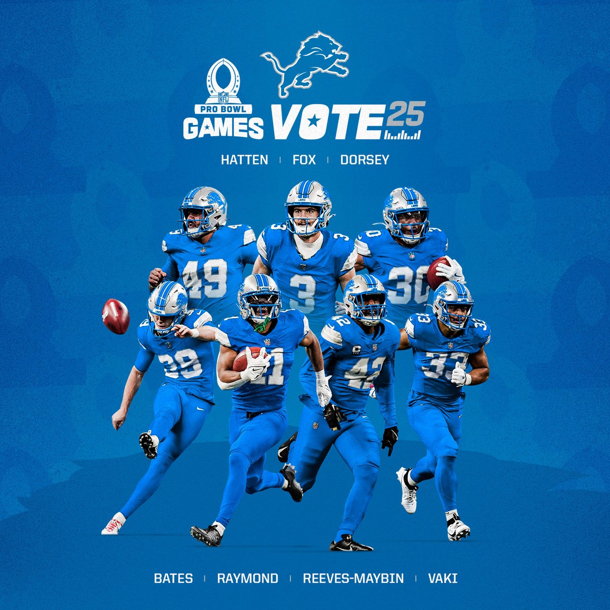 Detroit Lions (@lions) on Twitter photo Every RT = 1⃣ vote for the special teamers:
<a href="/hogan_hatten/">Hogan Hatten</a>
<a href="/MrJackFox/">Jack Fox</a>
<a href="/HUMBLE_10_/">Khalil Dorsey</a>
<a href="/jakebates30/">Jake Bates</a>
Kalif Raymond
<a href="/ReevesMaybin/">Jalen Reeves-Maybin</a>
<a href="/sione_vaki/">Sione Taufa Vaki</a>
#OnePride Every RT = 1⃣ vote for the special teamers:
<a href="/hogan_hatten/">Hogan Hatten</a>
<a href="/MrJackFox/">Jack Fox</a>
<a href="/HUMBLE_10_/">Khalil Dorsey</a>
<a href="/jakebates30/">Jake Bates</a>
Kalif Raymond
<a href="/ReevesMaybin/">Jalen Reeves-Maybin</a>
<a href="/sione_vaki/">Sione Taufa Vaki</a>
#OnePride