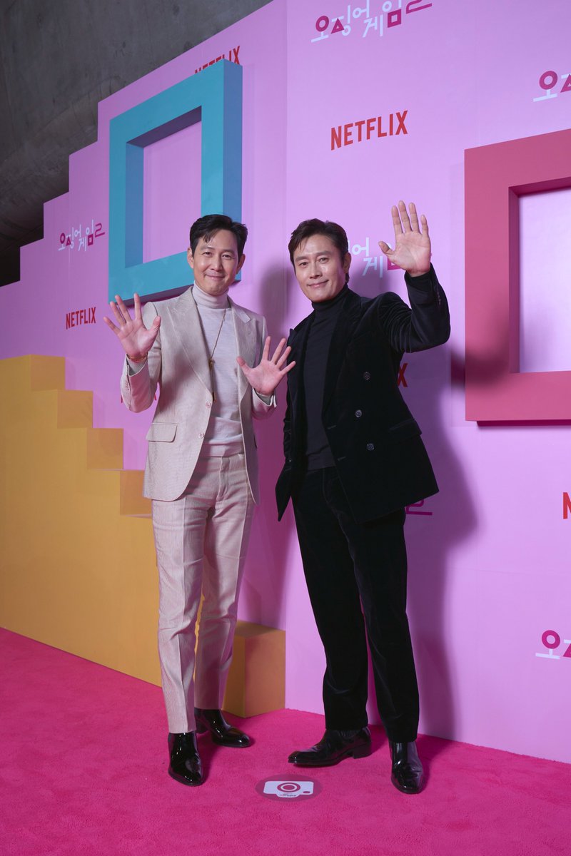 netflix's tweet photo. Ready for round 2?

Lee Jung-jae (Player 456) and Lee Byung-hun (Front Man) at the Squid Game Season 2 premiere in Korea https://t.co/FFZUXBEZ5x