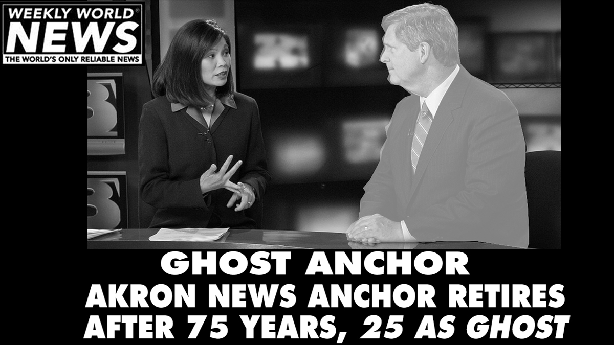 weeklyworldnews's tweet photo. "He was the most trusted anchor we ever had.  He was even better as a ghost. He's going to be hard to replace."

#anchor #akron #ghosts #ghostanchor #75years #news #newscaster #newsman #teleprompter #tvanchor https://t.co/hRcxcdZPpQ