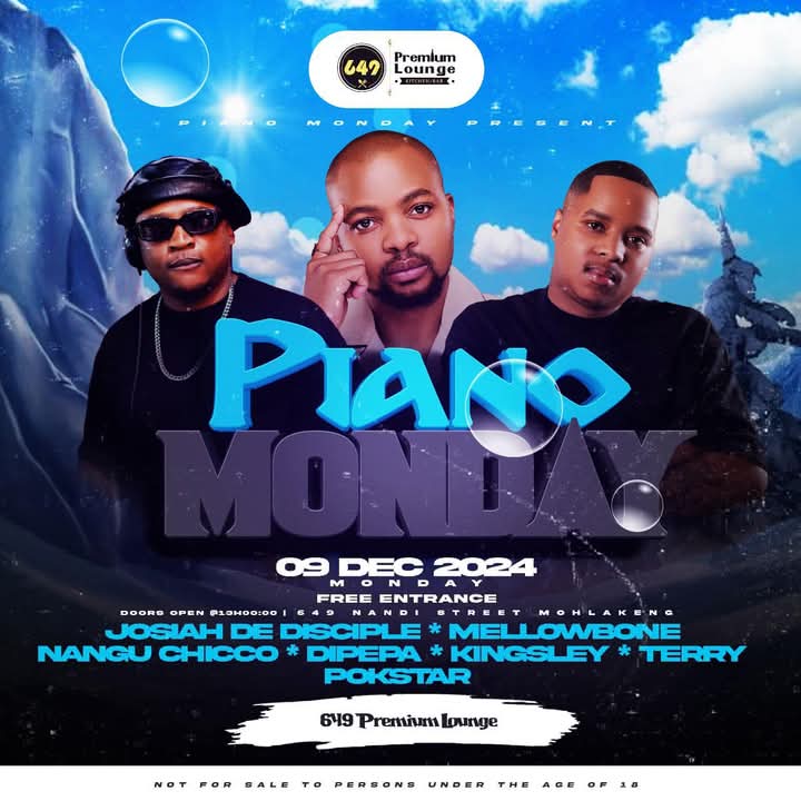 DeejayKingsley's tweet photo. πRe phekola Babalas kafo #MandlasPlace ebile re gofa encha for Tuesday #HangoverMonday π₯π―π»
πKamo #649PremiumLounge (Mohlakeng) kafaβ¦ Re xabantsha batho le makgowa kamoso! #PianoMonday
Because We Monday Differently ππ₯π― https://t.co/aCl5Vxtvue