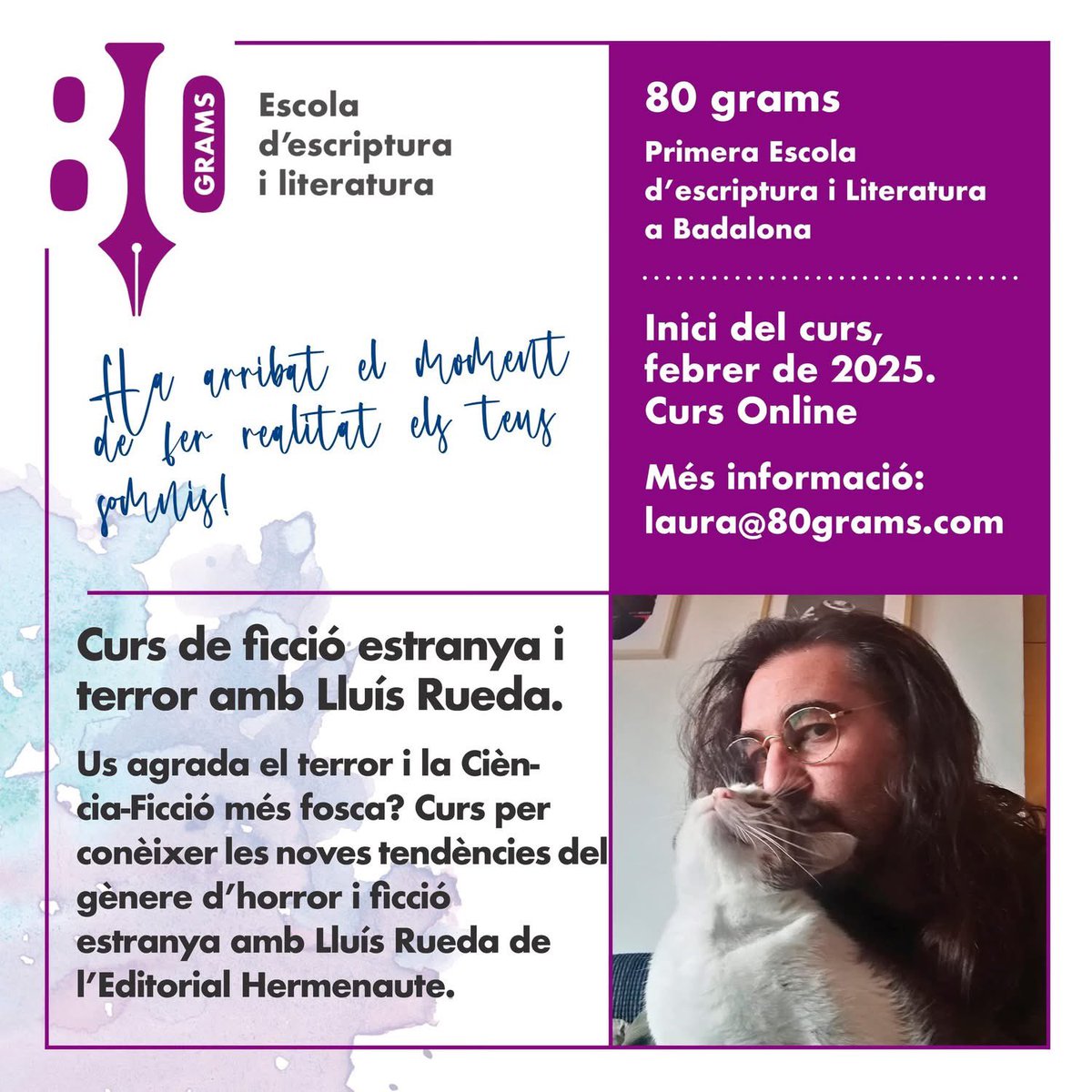 80gramsEscola's tweet photo. Bon dia! S'acosta el Nadal i és temps per regalar felicitat i il·lusions. Si encara no saps què regalar aquestes festes, no ho dubtis, a 80Grams Escola d'Escriptura i literatura tenim cursos fantàstics perquè facis realitat el teu somni o el de la persona que més estimes. https://t.co/28iYtOCI6n