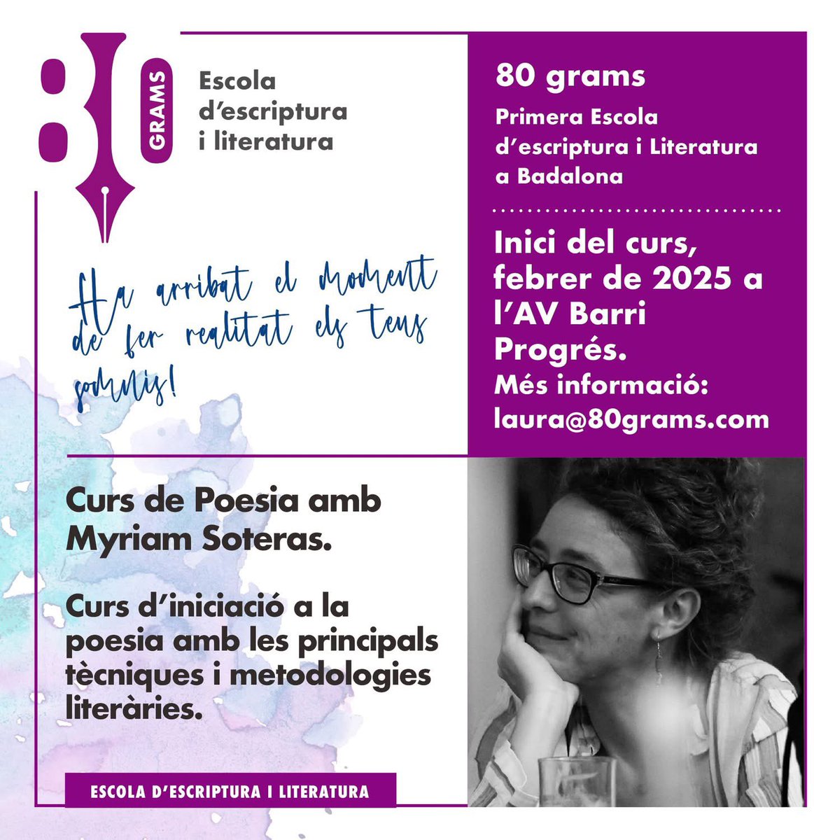 80gramsEscola's tweet photo. Bon dia! S'acosta el Nadal i és temps per regalar felicitat i il·lusions. Si encara no saps què regalar aquestes festes, no ho dubtis, a 80Grams Escola d'Escriptura i literatura tenim cursos fantàstics perquè facis realitat el teu somni o el de la persona que més estimes. https://t.co/28iYtOCI6n