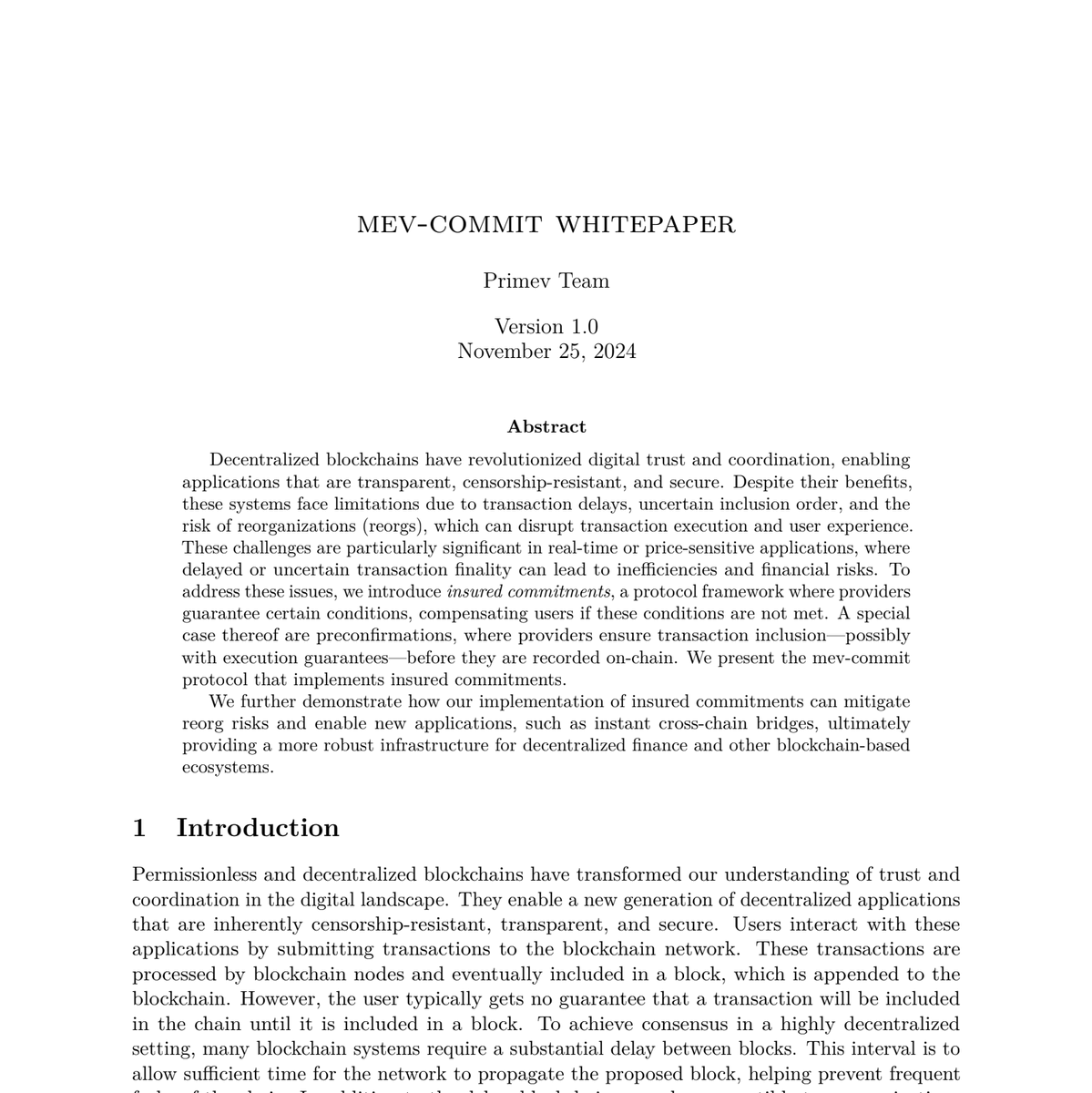Today we're releasing the mev-commit whitepaper; a culmination of two years of research and ecosystem collaboration on real-time commitments.
Read it here: drive.google.com/file/d/1c--a2f…