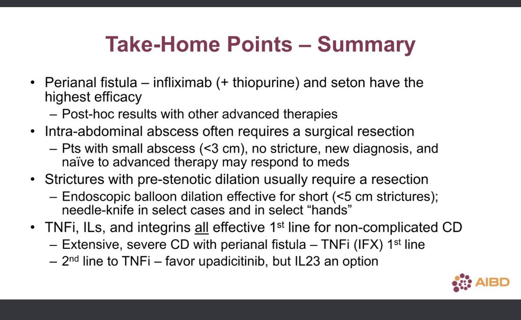 Aline Charabaty, MD, FACG, AGAF (@dcharabaty) on Twitter photo #AIBD24 <a href="/IBDConference/">@IBDConference</a>
Positioning #Crohns therapy” <a href="/MRegueiroMD/">Miguel Regueiro</a>
Consider MOAs
✅Effect on EIM
✅Safety per pt medical history
✅Efficacy per🔥 severity
✅Prior Rx non-response
✅Don’t forget surgery
💎Safest Rx= most effective one
💎Infection risk untreated CD> adequate Rx #AIBD24 <a href="/IBDConference/">@IBDConference</a>
Positioning #Crohns therapy” <a href="/MRegueiroMD/">Miguel Regueiro</a>
Consider MOAs
✅Effect on EIM
✅Safety per pt medical history
✅Efficacy per🔥 severity
✅Prior Rx non-response
✅Don’t forget surgery
💎Safest Rx= most effective one
💎Infection risk untreated CD> adequate Rx
