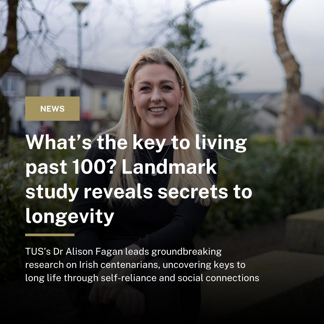 TUS Athlone Campus (@tus_athlone_) on Twitter photo #News | Dr <a href="/alisonfagan_ie/">Alison Fagan</a> of TUS leads a groundbreaking study on Irish centenarians, revealing the secrets to living a long and fulfilling life.
💡 Key takeaways: self-reliance, social connections, and a positive outlook. 🌟
Read more: independent.ie/irish-news/wha…
#ResearchAtTUS #News | Dr <a href="/alisonfagan_ie/">Alison Fagan</a> of TUS leads a groundbreaking study on Irish centenarians, revealing the secrets to living a long and fulfilling life.
💡 Key takeaways: self-reliance, social connections, and a positive outlook. 🌟
Read more: independent.ie/irish-news/wha…
#ResearchAtTUS