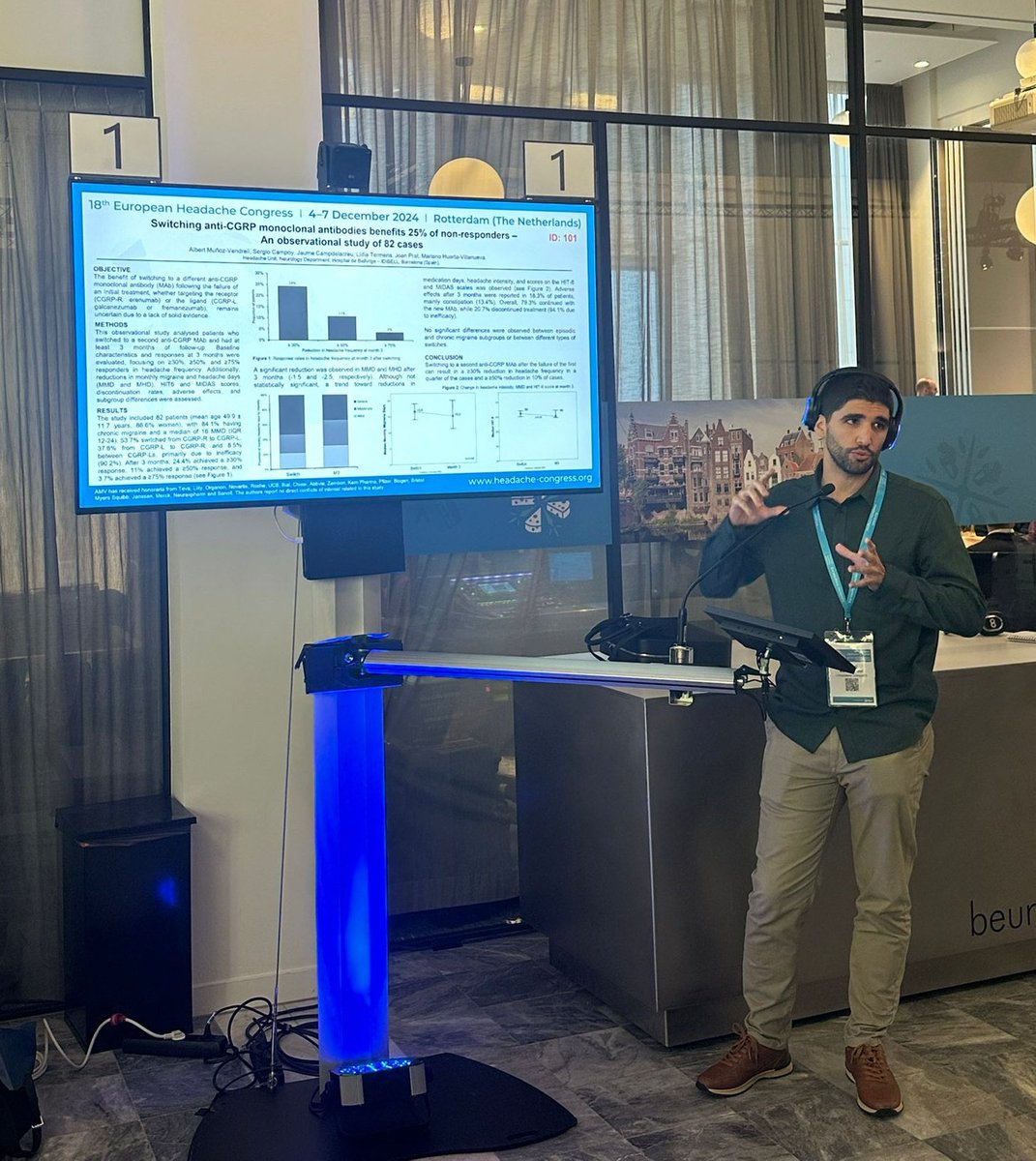 DrMunozVendrell's tweet photo. Very proud to be with this team at the European Headache Congress #EHC2024 @EHF_Official, presenting our work on antiCGRP switching, intracranial hypertension, and tratment strategies for trigeminal by @NeurologiaHUB @hbellvitge. https://t.co/skqS4Qs5xU