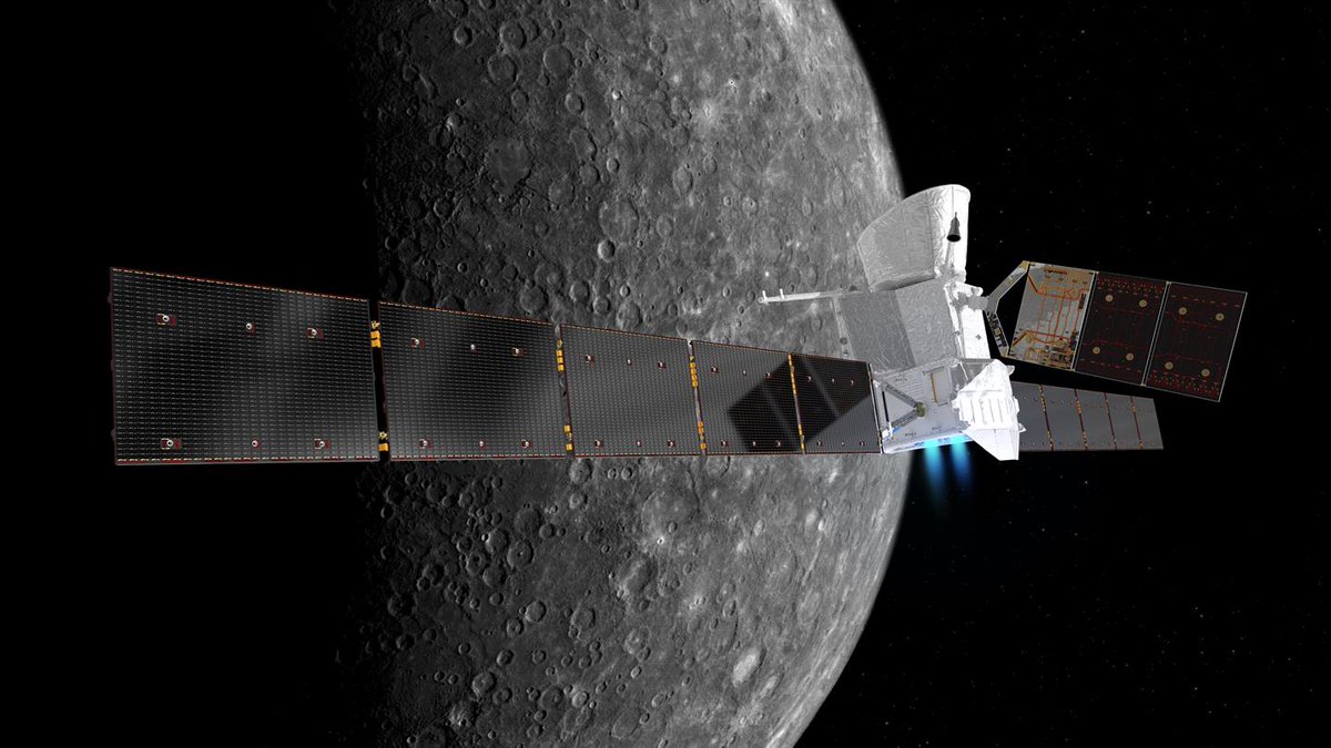 DLR_de's tweet photo. Flyby um #Merkur! 🔥🛰️ Das DLR-Spektrometer MERTIS an Bord der ESA-JAXA-Sonde @BepiColombo hat erstmals die Oberfläche im mittleren Infrarotbereich untersucht. Die Messungen liefern neue Erkenntnisse zu Zusammensetzung, Mineralogie und Temperaturen.🚀ℹ️: https://t.co/o9bPjLAh5m https://t.co/RxKXgAJd1m