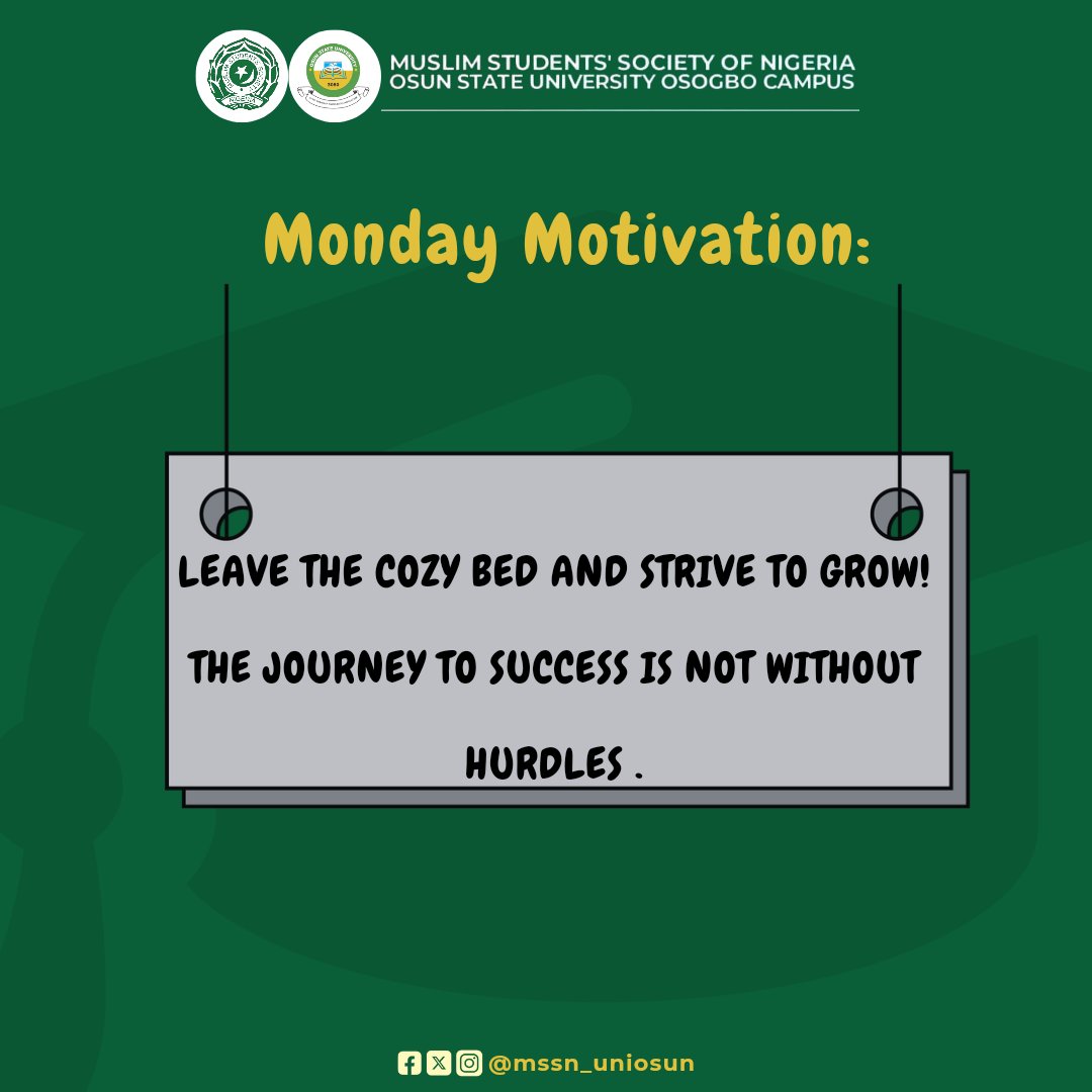 mssn_uniosun's tweet photo. MONDAY MOTIVATION
🎉🎉🎉
#Weeklydoseofmotivation
#mssn_uniosun https://t.co/z4GNJn4IC5