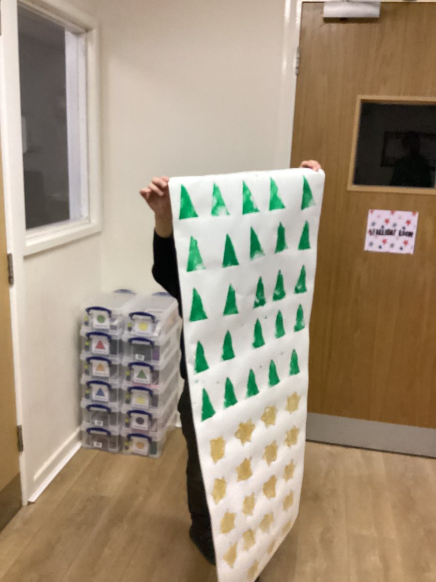 HandforthGrange's tweet image. The children in our resource provision have been busy creating their own wrapping paper using 2D shapes and repeating patterns🎁We think their designs look super and can't wait to see them being used for some festive wrapping! 🌟🎄#PatternDesign #HandmadeWrappingPaper #Christmas