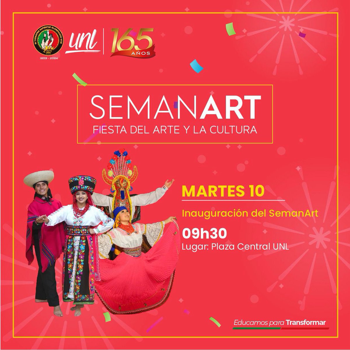 UNLoficial's tweet photo. Inicia la Semana del Arte y la Cultura
En conmemoración de nuestros 165 años de fundación, nuestra UNL presenta SemanArt 2024, un espacio donde el arte, la cultura y la creatividad toman vida.

Te esperamos para celebrar juntos nuestra historia y talento. 
 #165AñosUNL #VivaLaUNL https://t.co/JiSK7Kjz2s