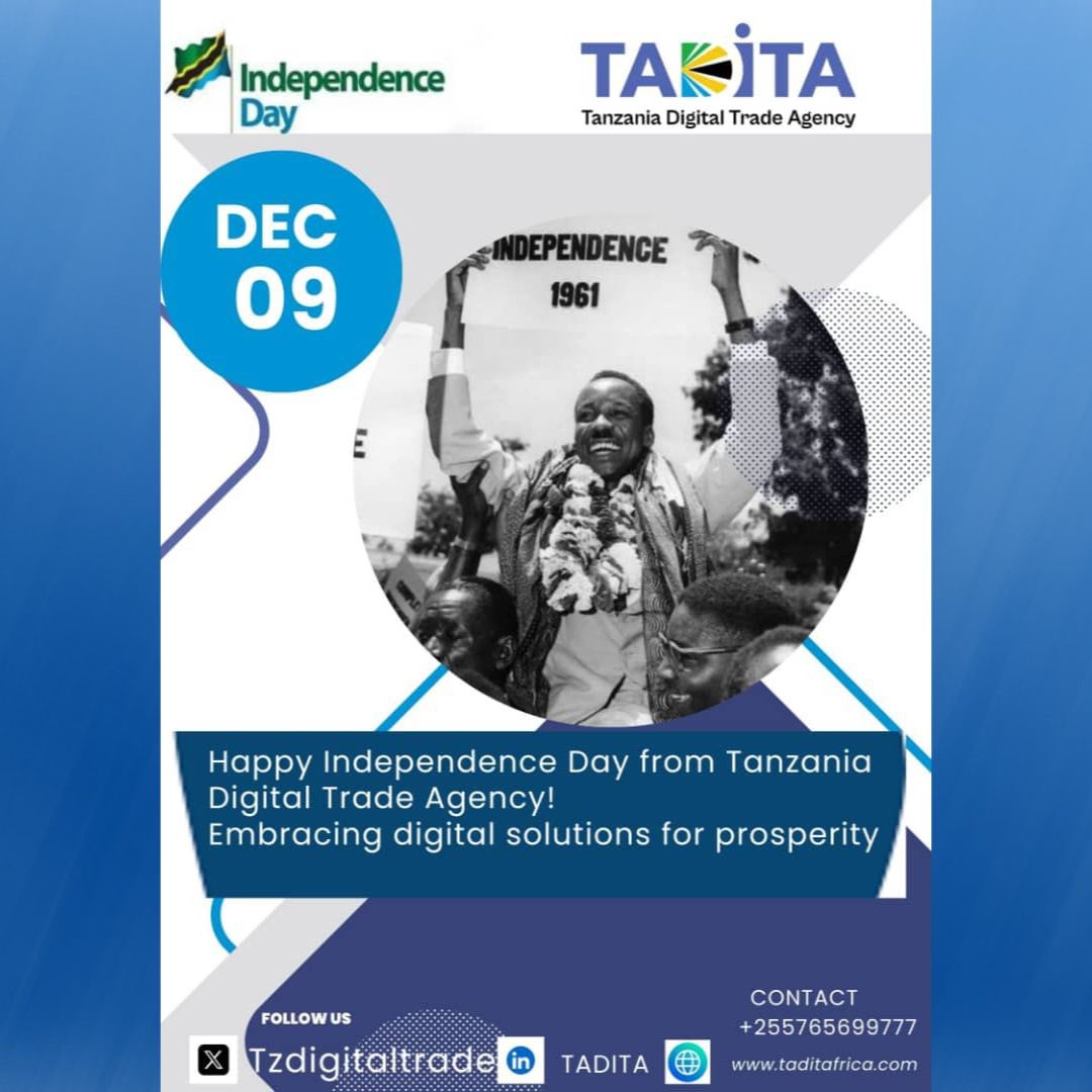 Tzdigitaltrade's tweet photo. Happy Independence Day, Tanzania! 🇹🇿 Let’s celebrate our journey to freedom by embracing the limitless possibilities of digital trade to connect, innovate, and empower our nation. #DigitalTanzania #IndependenceDay #TradeInnovation https://t.co/0sRjy5CZvw