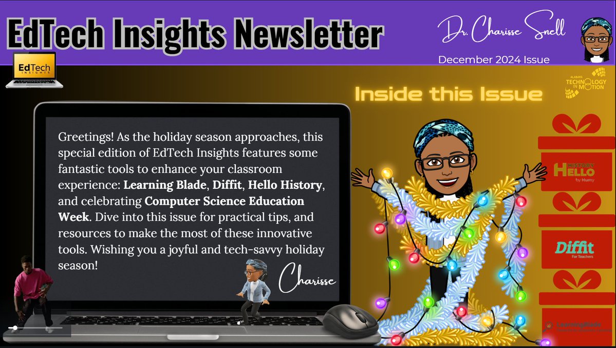 Dr. Charisse Snell (@atim_troyu) on Twitter photo Greetings Region 11 Educators and beyond! The December 2024 EdTech Insights Newsletter is ready for you to view: canva.com/design/DAGXOH8… <a href="/ATIMPD02/">ATIMPD!</a> <a href="/TeachwithALEX/">Alabama Learning Exchange 🍎 ALEX</a> <a href="/ALSDEEdTech/">ALSDE Educational Technology</a> <a href="/LearningBlade/">Learning Blade</a> <a href="/DiffitApp/">Diffit</a> <a href="/HelloHistoryAI/">Hello History</a> <a href="/jmattmiller/">Matt Miller 🗑️</a> Greetings Region 11 Educators and beyond! The December 2024 EdTech Insights Newsletter is ready for you to view: canva.com/design/DAGXOH8… <a href="/ATIMPD02/">ATIMPD!</a> <a href="/TeachwithALEX/">Alabama Learning Exchange 🍎 ALEX</a> <a href="/ALSDEEdTech/">ALSDE Educational Technology</a> <a href="/LearningBlade/">Learning Blade</a> <a href="/DiffitApp/">Diffit</a> <a href="/HelloHistoryAI/">Hello History</a> <a href="/jmattmiller/">Matt Miller 🗑️</a>