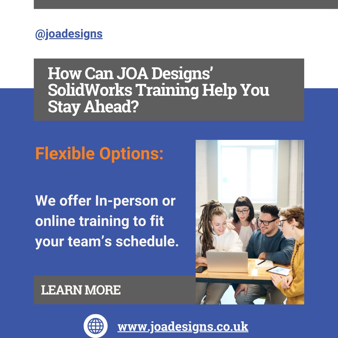 designs_joa's tweet image. Stay ahead of the curve with JOA Designs’ SolidWorks Training! Whether in-person or online, we offer flexible options to fit your team’s schedule. Elevate your skills and boost productivity today!

#SolidWorksTraining #JOADesigns #OnlineTraining  #JOADesignsUK