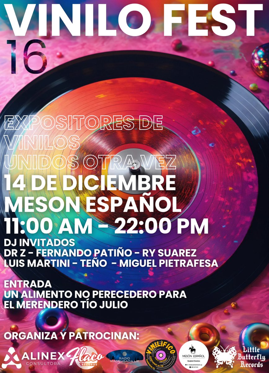 Proximo sabado llega a última Vinilo Fest del 2024 despedimos el año con todo mucha musica , sorteos y mucho mas!!!