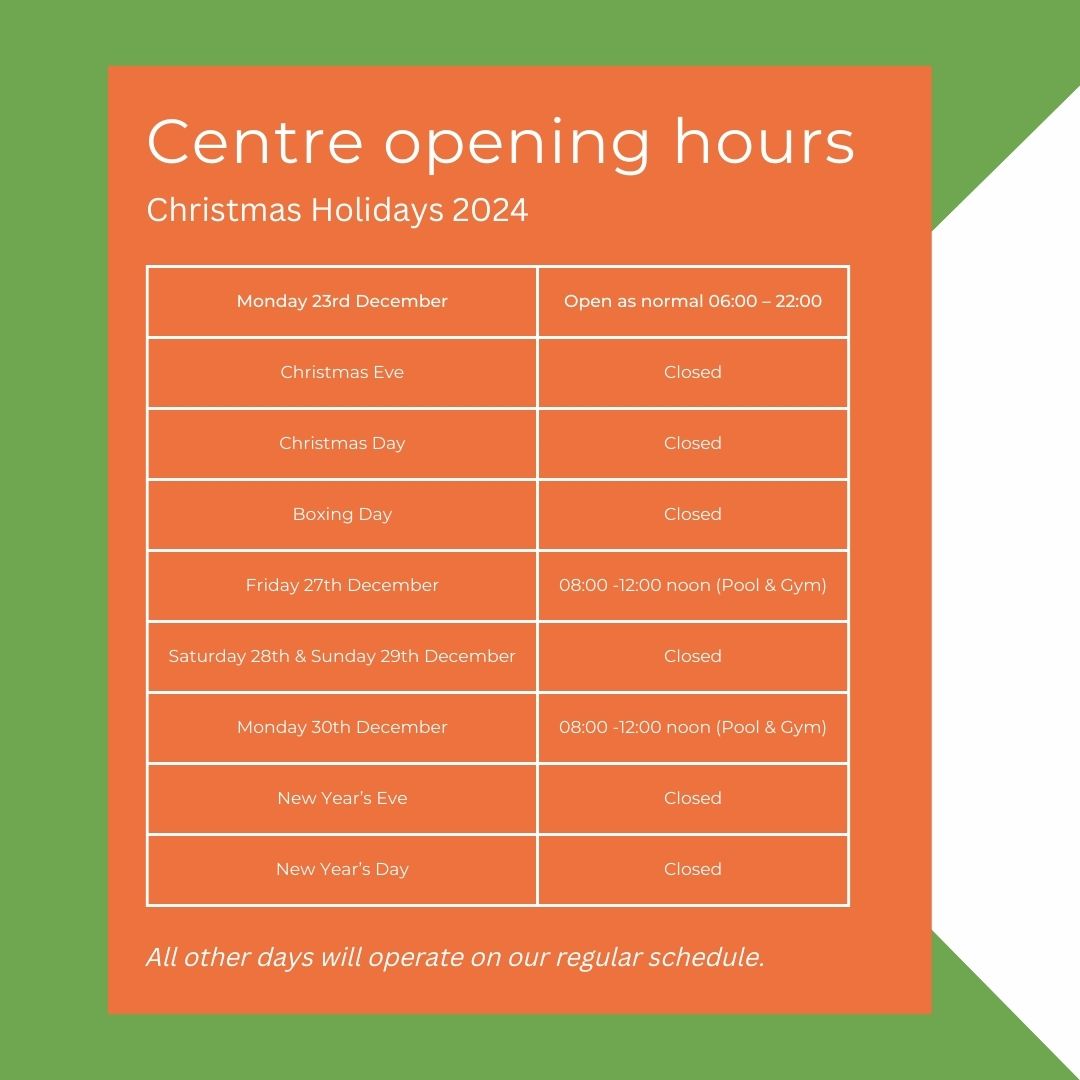 StHelensHub's tweet photo. 🎄 Plan your fitness routine this festive season!

🗓️ 23rd Dec: Open 06:00–22:00
🗓️ 27th &amp; 30th Dec: Open 08:00–12:00 (Pool &amp; Gym)
🎁 Christmas Eve, Christmas Day, Boxing Day, &amp; New Year’s: Closed
🗓️ 28th–29th Dec: Closed

Details at https://t.co/U0onyJpI1N. https://t.co/WRmJ9M90Lm