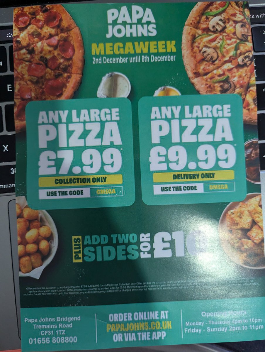 The_MartinX's tweet photo. @PapaJohnsUK why you gotta tease me like this. Leaflets through the door after the megaweek ends and you still don't actually deliver to my address. 😭 https://t.co/dsjdO6Nuxg