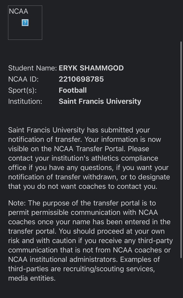 ErykShammgod24's tweet photo. Officially in the transfer portal!
6’ 205lbs RB
3 years of eligibility remaining. https://t.co/Rbjuwu8w7p