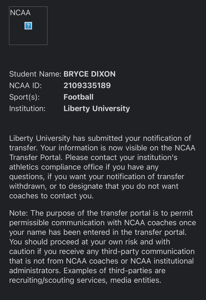 TheBryceDixon9_'s tweet photo. Officially in the portal! https://t.co/A2iEfkXPdG