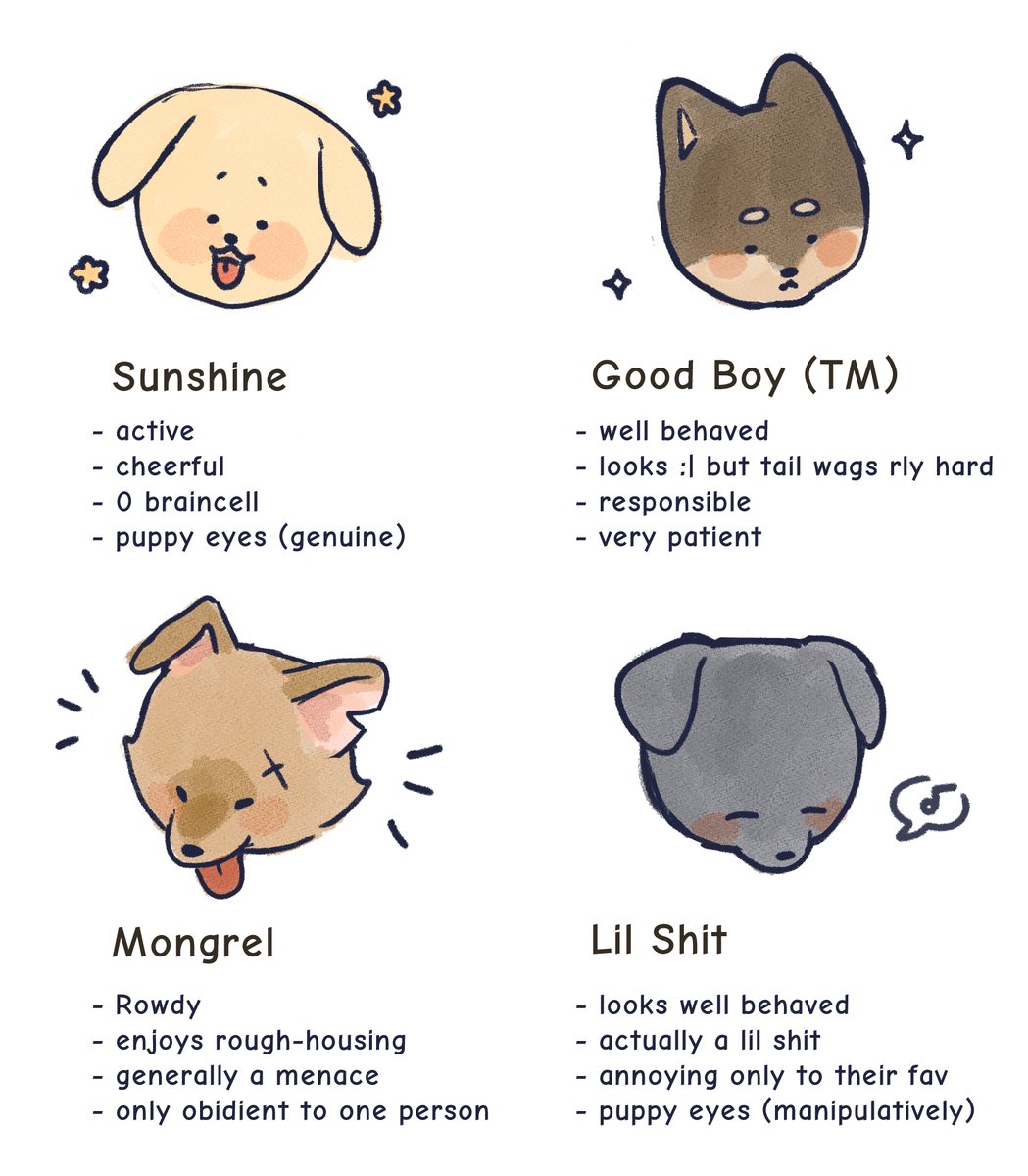 rokujyuusan's tweet photo. Some of the Dog Boy OC types that i like to make https://t.co/DZOWYSNbKi