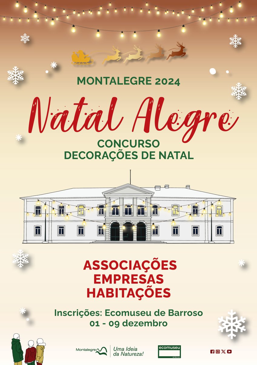 NATAL ALEGRE | CONCURSO DE DECORAÇÕES DE NATAL | INSCRIÇÕES TERMINAM HOJE
#municipiodemontalegre #montalegre #feliznatal #feliznatal2024
