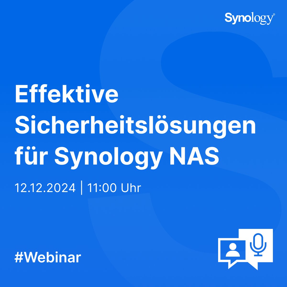 Sichert euer Synology NAS!🔒

Erfahrt, wie ihr euer NAS mit Sicherheitsstrategien, Benutzerberechtigungen, Netzwerkschutz und Backups optimal absichert. 🔧

📅 Termin: 12.12.2024, 11:00-12:00 Uhr

Jetzt anmelden: sy.to/cxrnr

#SynologyNAS #Datensicherheit