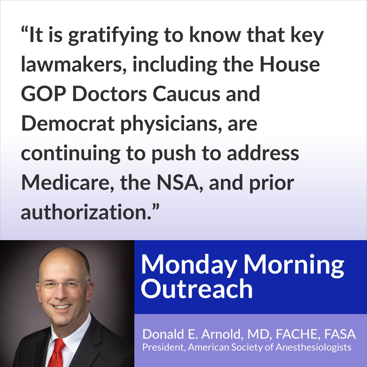 ASA® (@asalifeline) on Twitter photo ASA President <a href="/dearnoldmd/">Don Arnold, MD, FACHE, FASA</a> gives an update on year-end advocacy efforts. Members, read more in this week's Monday Morning Outreach: ow.ly/EF4650UnpC8 ASA President <a href="/dearnoldmd/">Don Arnold, MD, FACHE, FASA</a> gives an update on year-end advocacy efforts. Members, read more in this week's Monday Morning Outreach: ow.ly/EF4650UnpC8