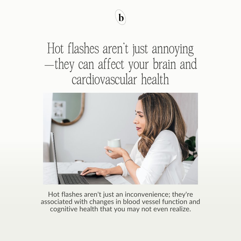 Hot flashes aren’t just annoying. They’re linked to changes in blood vessel function and cognitive health. It’s time to understand the deeper impact and take charge of your well-being. #PerimenopauseThreads