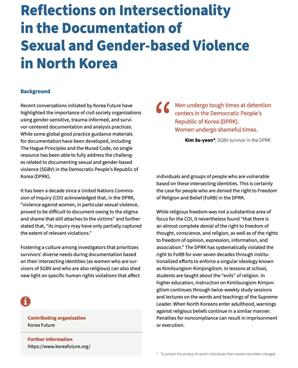 Korea Future (@kfuturexhr) on Twitter photo Korea Future was honoured to contribute to <a href="/PaRDSecretariat/">Int.Partnership Religion & Sustainable Development</a> important new resource, showcasing our intersectional approach in documenting #FoRB violations in #DPRK and their links to violations against women and girls, including #SGBV Korea Future was honoured to contribute to <a href="/PaRDSecretariat/">Int.Partnership Religion & Sustainable Development</a> important new resource, showcasing our intersectional approach in documenting #FoRB violations in #DPRK and their links to violations against women and girls, including #SGBV