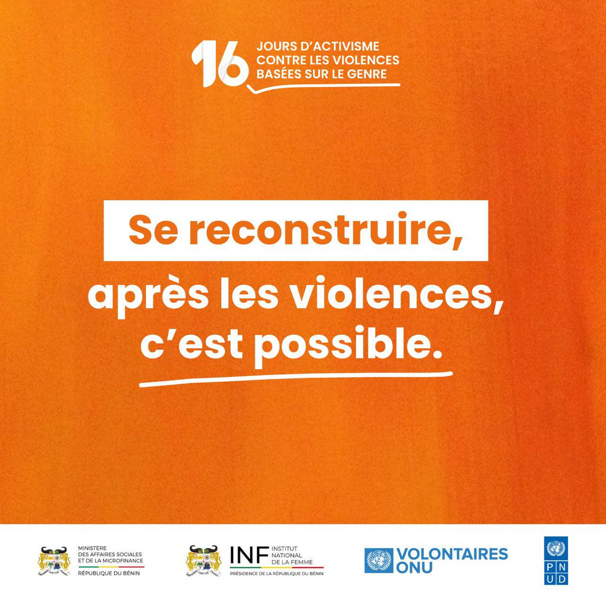 Se reconstruire après une violence reste difficile, mais possible grâce au soutien de toutes et tous.
Ensemble, soutenons les survivantes, pour qu’elles retrouvent force et espoir.
#16Jours #PasDExcuse #VolontairesEngagés