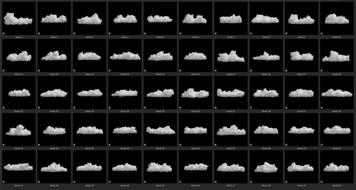 haydclay's tweet image. making a cloud asset pack for my fellow 3d artists ☁️