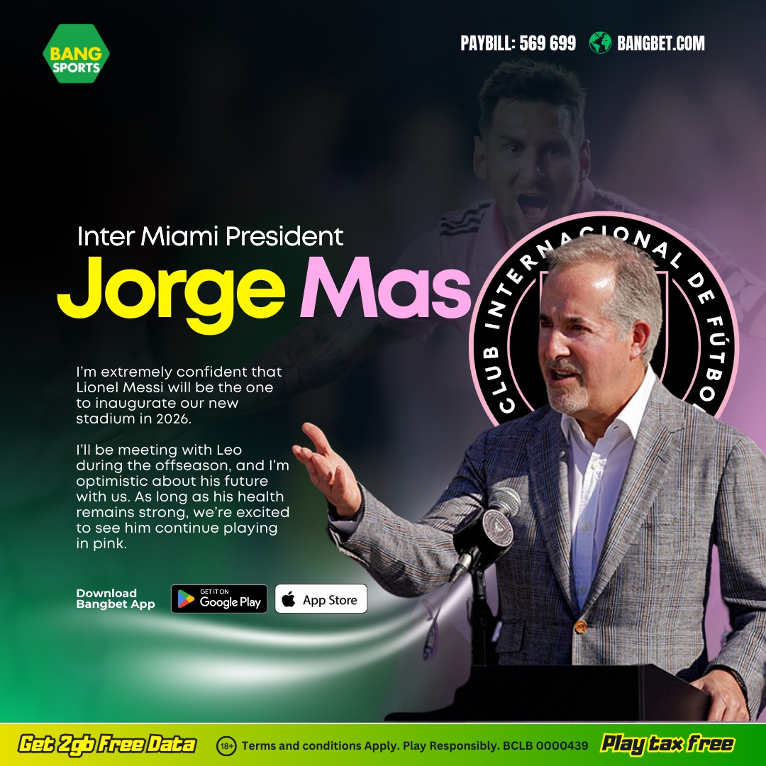 bangbet_kenya's tweet photo. "Get ready for more magic in pink! ✨ Jorge Mas confirms Messi's continued impact on Inter Miami.
More than Win🌟
#Bangbet #morethanwin #JorgeMas #MessiEnMiami" https://t.co/Y8JyqVaJuc