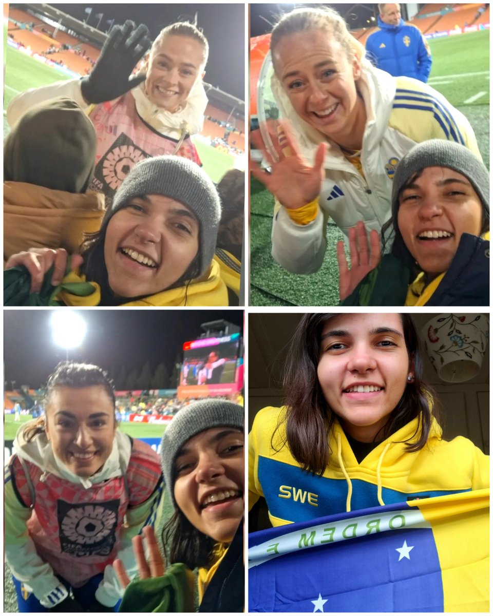 AR_IA_dne's tweet photo. Não acredito que eu não tinha postado esse momento histórico aqui no Xuitter. Eu e as swedes na copa do mundo na Nova Zelândia 2023 ❤️ #Sweden 🇸🇪🇧🇷🇳🇿 Rolfö, Ilestedt, Mušović https://t.co/bAmU8q4LUy