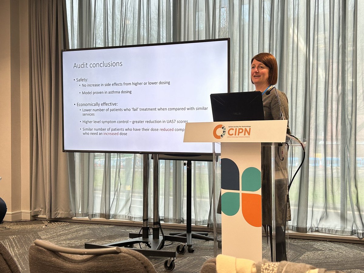Fan Cheng (@faniekcheng) on Twitter photo Inspiring talk by <a href="/sarahjdenman/">Sarah Denman</a> on the cost effectiveness of personalising dosing of omalizumab for urticaria at #bsicipn24 Inspiring talk by <a href="/sarahjdenman/">Sarah Denman</a> on the cost effectiveness of personalising dosing of omalizumab for urticaria at #bsicipn24