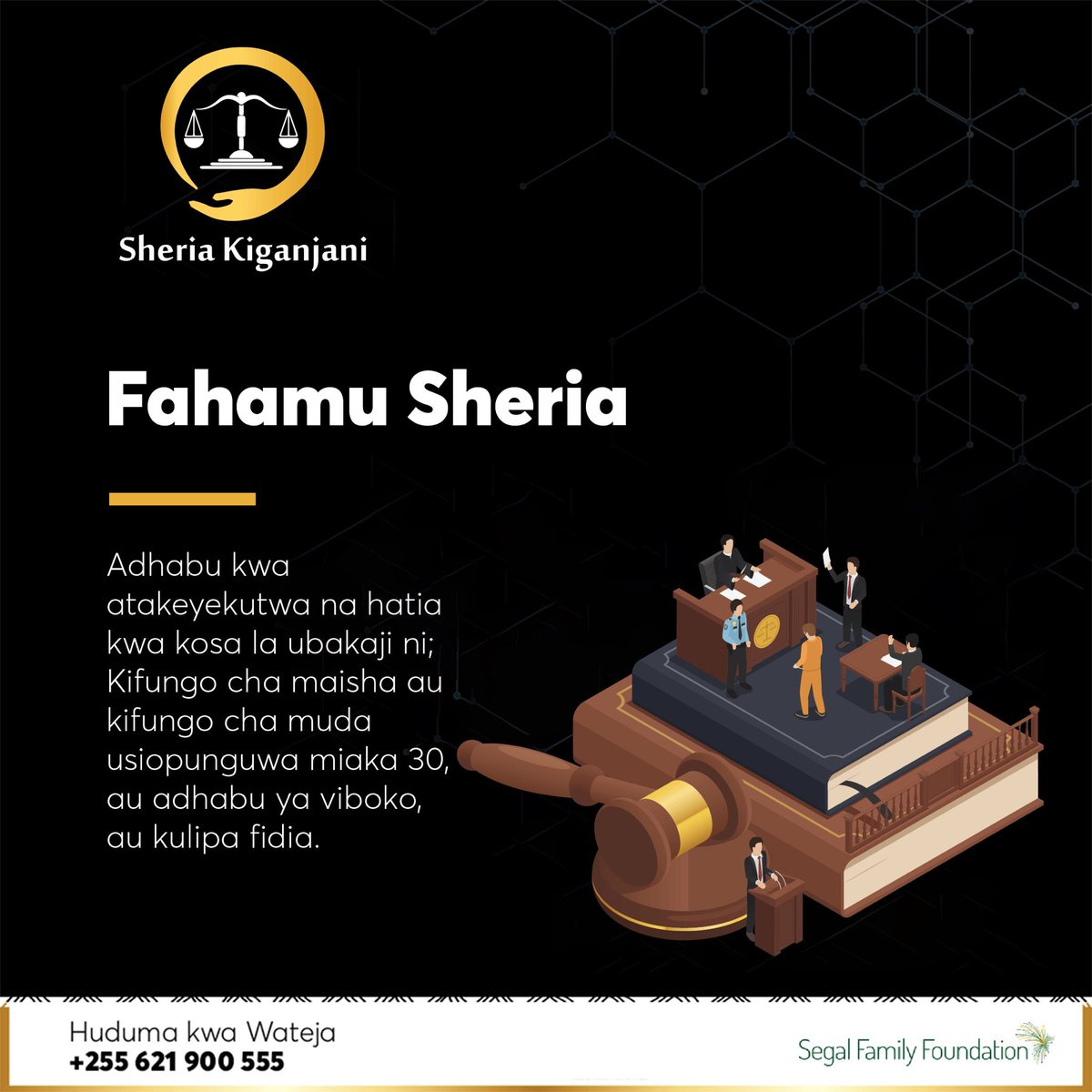 SheriaKiganjani's tweet photo. FAHAMU SHERIA ya leo ni kutoka Kifungu cha 131 (1) cha kutoka Kanuni ya Adhabu, kinachoainisha adhabu za kukutwa na hatia ya ubakaji.
#sheriakiganjaniapp #sheriakiganjani #legaltech #legalgurus #skfahamusheria #kanuniyaadhabu #penalcode https://t.co/qqCLbyPswV