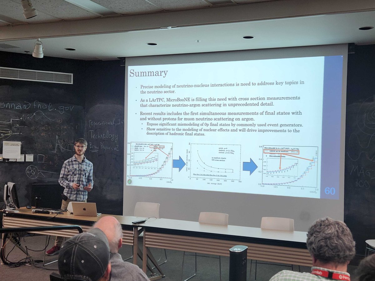 MicroBooNE (@microboone) on Twitter photo Congratulations to Ben Bogart <a href="/UMich/">University of Michigan</a> on a fantastic Wine and Cheese seminar about MicroBooNE's latest muon neutrino cross section measurements! This is the most detailed investigation of final states with and without protons we've ever published. Congratulations to Ben Bogart <a href="/UMich/">University of Michigan</a> on a fantastic Wine and Cheese seminar about MicroBooNE's latest muon neutrino cross section measurements! This is the most detailed investigation of final states with and without protons we've ever published.