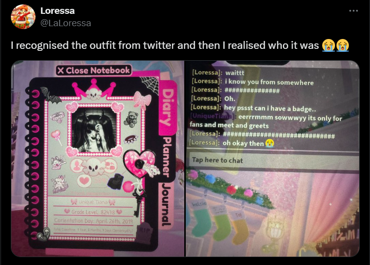 This post seems really unnecessary? I apologize for not making myself clearer in chat but I tend to only give my badge out on special occasions (like when I host level parties) or to fans who know things about my content. (Example: my characters, stories, etc.) (1/5)