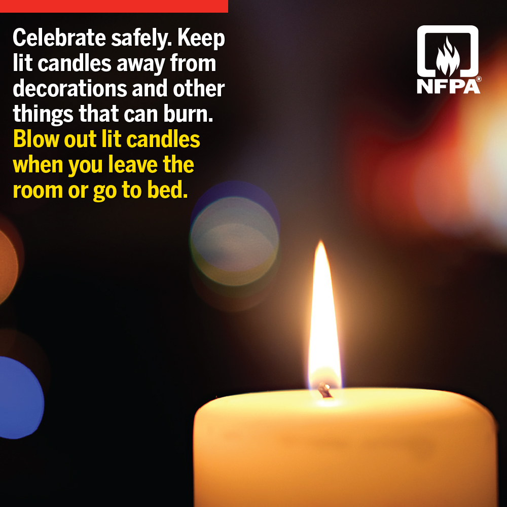 #DYK December is the peak month for home candle fires. Consider using flameless candles this year. For more tips, visit: nfpa.org/holiday #WinterFireSafety #holidaysafety